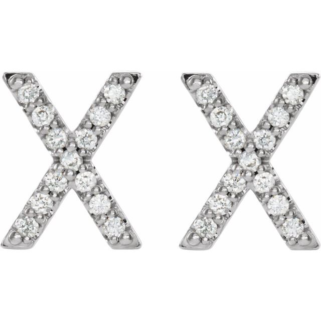 Platinum 1/10 CTW Natural Diamond Initial X Earrings