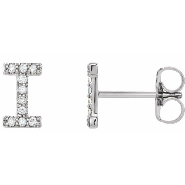 Platinum .04 CTW Natural Diamond Initial I Earring