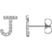 Platinum .05 CTW Natural Diamond Initial J Earring