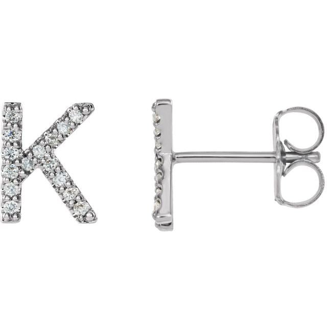 Platinum .05 CTW Natural Diamond Initial K Earring