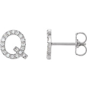 Sterling Silver 1/8 CTW Natural Diamond Initial Q Earrings