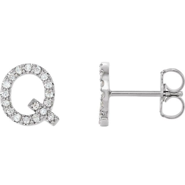 Platinum .07 CTW Natural Diamond Initial Q Earring