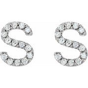 Sterling Silver 1/8 CTW Natural Diamond Initial S Earrings