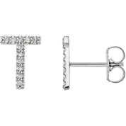 Platinum .04 CTW Natural Diamond Initial T Earring