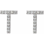 Platinum 1/10 CTW Natural Diamond Initial T Earrings