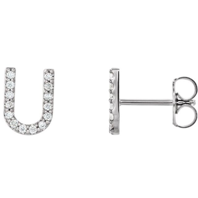 Sterling Silver 1/8 CTW Natural Diamond Initial U Earrings