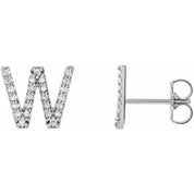 14K White 1/6 CTW Natural Diamond Initial W Earrings