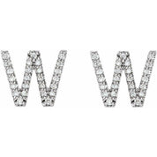 14K White 1/6 CTW Natural Diamond Initial W Earrings