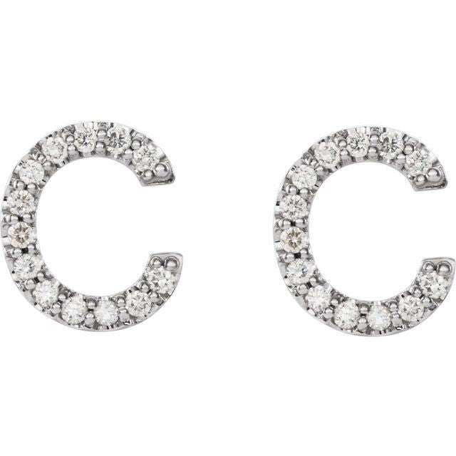 Platinum 1/10 CTW Natural Diamond Initial C Earrings