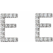 14K White 1/8 CTW Natural Diamond Initial E Earrings