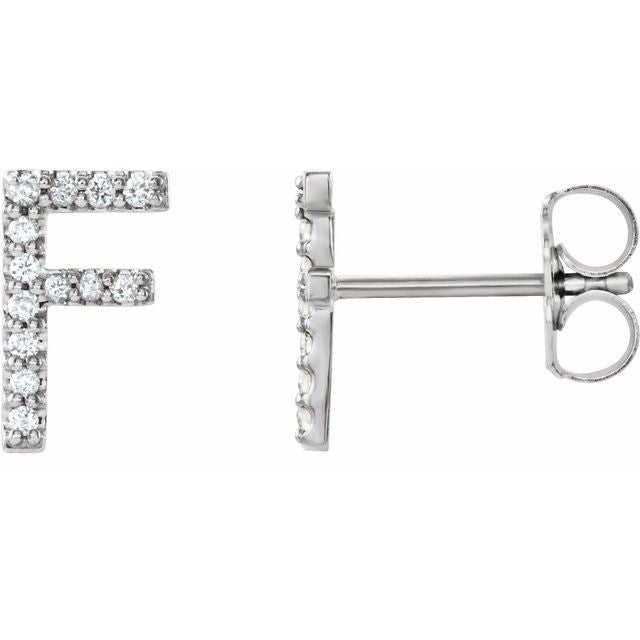 Platinum .08 CTW Natural Diamond Initial F Earrings
