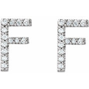 Platinum .08 CTW Natural Diamond Initial F Earrings