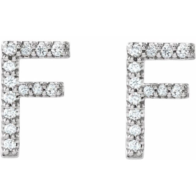 Platinum .08 CTW Natural Diamond Initial F Earrings