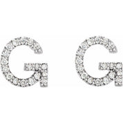 14K White 1/8 CTW Natural Diamond Initial G Earrings