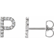 Platinum .05 CTW Natural Diamond Initial P Earring