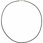14K Yellow 2 mm Black Leather 16" Cord