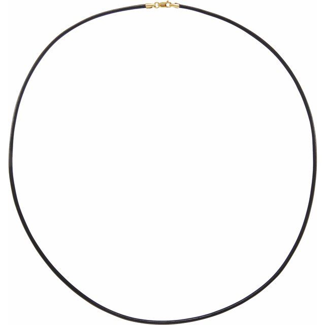 14K Yellow 2 mm Black Leather 16" Cord