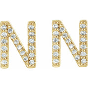 14K Yellow 1/8 CTW Natural Diamond Initial N Earrings