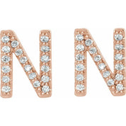 14K Rose 1/8 CTW Natural Diamond Initial N Earrings