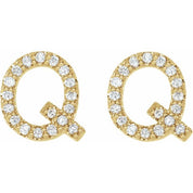 14K Yellow 1/6 CTW Natural Diamond Initial Q Earrings