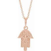 14K Rose Hamsa 16-18" Necklace