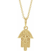 14K Yellow Hamsa 16-18" Necklace