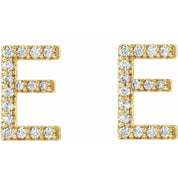 14K Yellow 1/8 CTW Natural Diamond Initial E Earrings