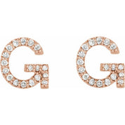 14K Rose 1/6 CTW Natural Diamond Initial G Earrings