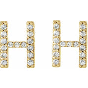 14K Yellow 1/8 CTW Natural Diamond Initial H Earrings