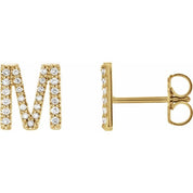 14K Yellow 1/5 CTW Natural Diamond Initial M Earrings