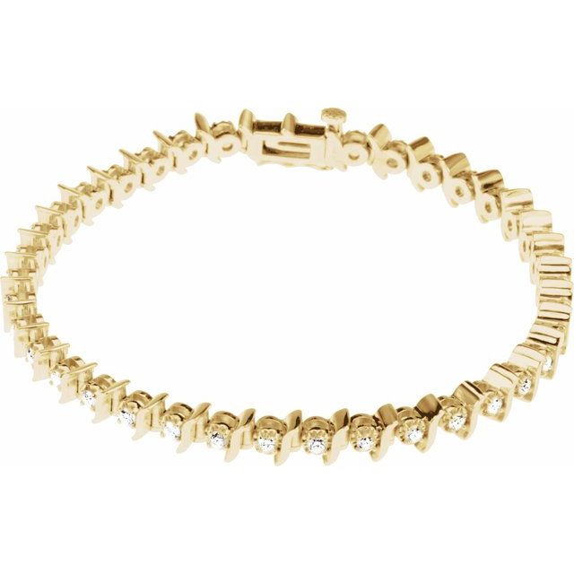 14K Yellow 1 1/2 CTW Natural Diamond Line 7 1/4" Bracelet