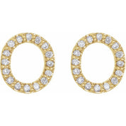 14K Yellow 1/8 CTW Natural Diamond Initial O Earrings