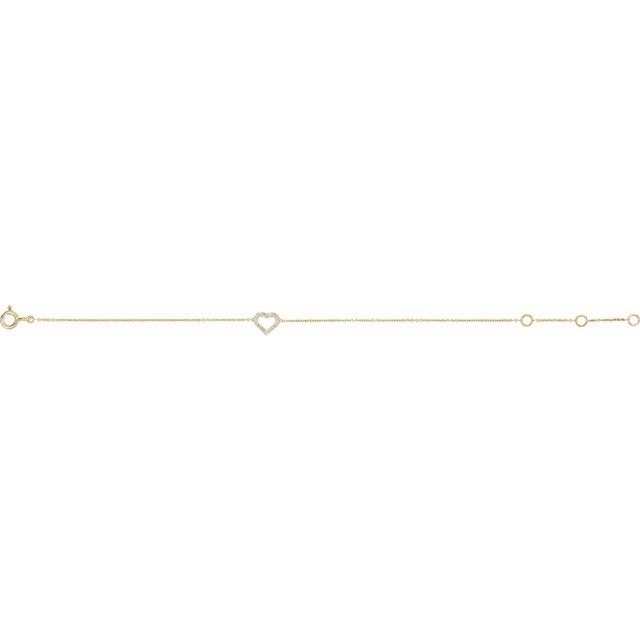 14K Yellow .06 CTW Natural Diamond Heart 6-7" Bracelet