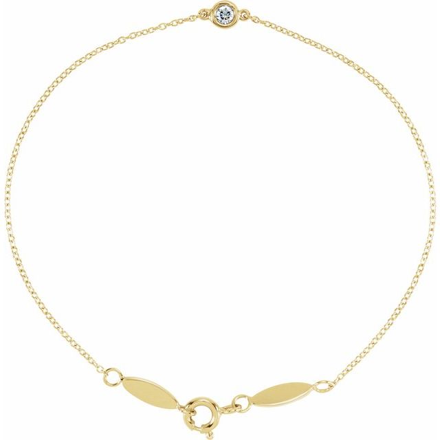14K Yellow .08 CT Natural Diamond 7" Bracelet