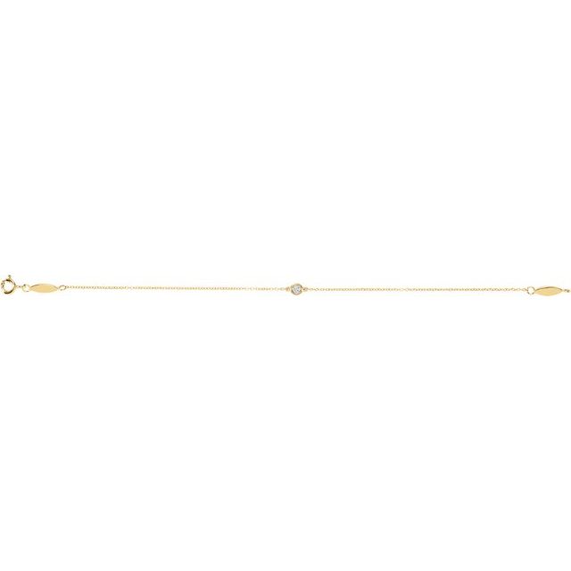 14K Yellow .08 CT Natural Diamond 7" Bracelet