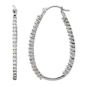 Platinum 1 CTW Natural Diamond Inside-Outside Hoop Earrings