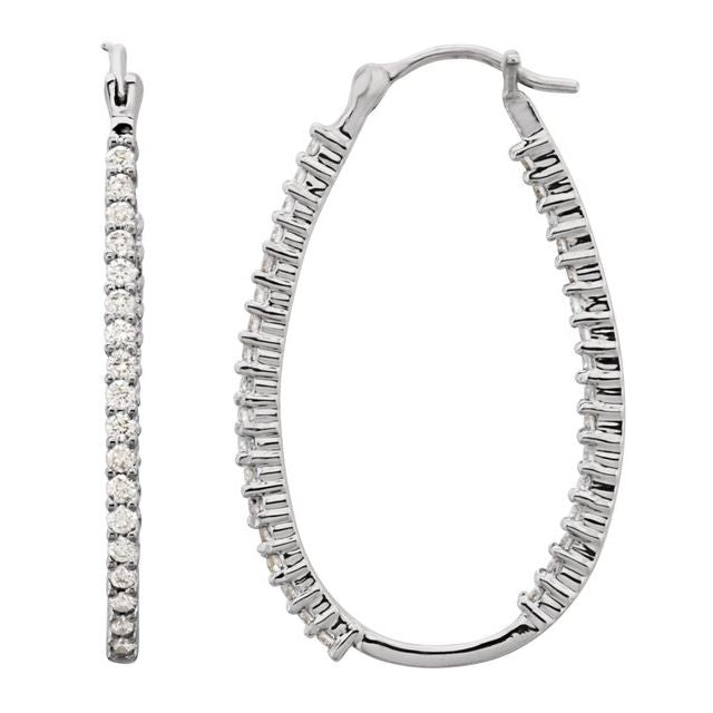 Platinum 1 CTW Natural Diamond Inside-Outside Hoop Earrings