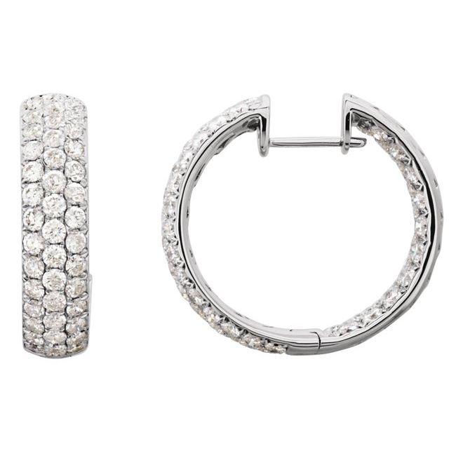 18K White 4 CTW Natural Diamond Inside-Outside Hinged 23.4 mm Hoop Earrings