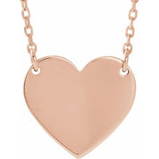 18K Rose Gold-Plated Sterling Silver Engravable Heart 16-18" Necklace