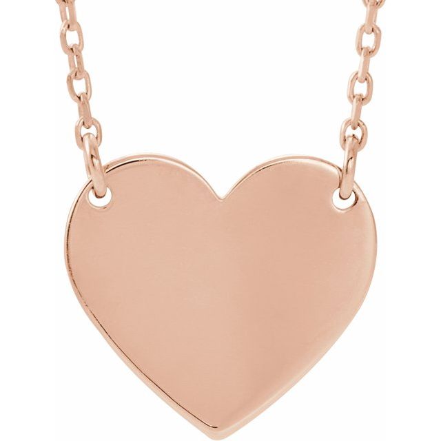 18K Rose Gold-Plated Sterling Silver Engravable Heart 16-18" Necklace