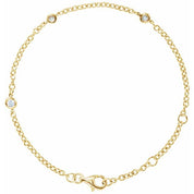 14K Yellow 1/6 CTW Natural Diamond Bezel-Set 3-Station 5 1/2-7" Bracelet