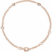 14K Rose 1/6 CTW Natural Diamond Bezel-Set 3-Station 5 1/2-7" Bracelet