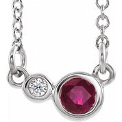 Sterling Silver Lab-Grown Ruby & .03 CTW Natural Diamond 16" Necklace