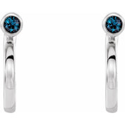 14K White 2.5 mm Lab-Grown Alexandrite Huggie J-Hoop Earring