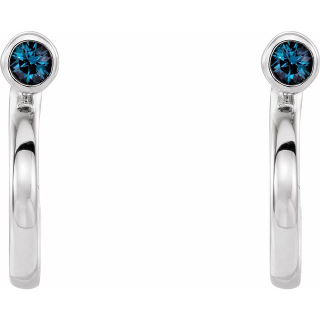 14K White 2.5 mm Lab-Grown Alexandrite Huggie J-Hoop Earring