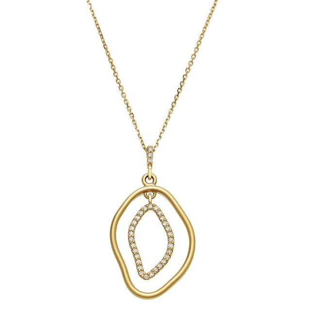 14K Yellow Gold 1/6 CTW Natural Diamond Open Silhouette Necklace - Motek Jewelry