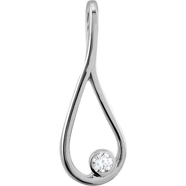 Sterling Silver .06 CTW Natural Diamond Teardrop Pendent