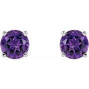 14K White 5 mm Natural Amethyst Stud Earrings