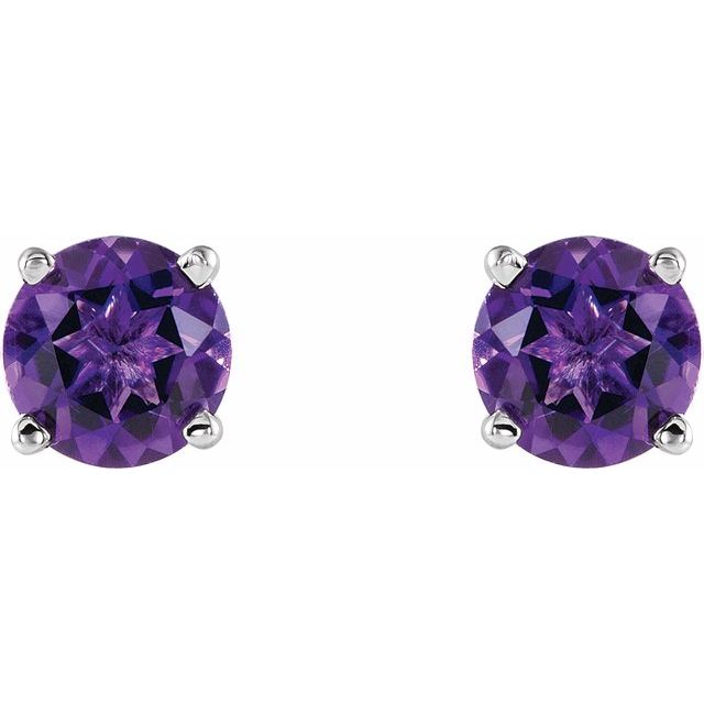 14K White 5 mm Natural Amethyst Stud Earrings