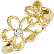 14K Yellow .07 CTW Natural Diamond Floral Ring